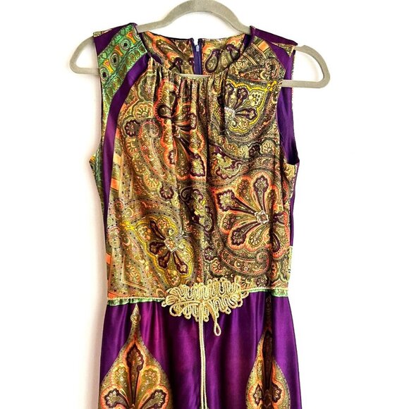 Vintage Algo 70s Wild Paisley Print Wide Leg Jumpsuit S - Picture 2 of 9